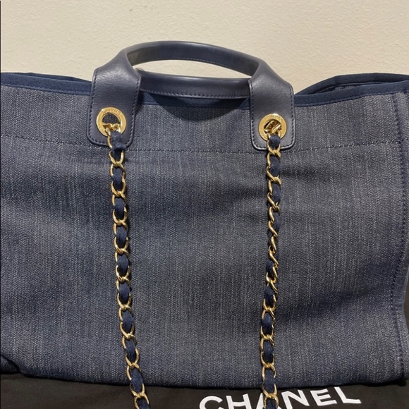 Chanel Medium Denim Deauville Tote Blue - Picture 3 of 14